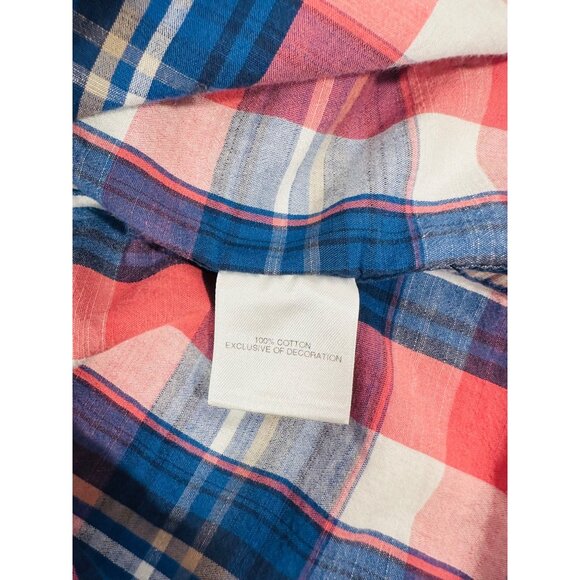 Cremieux Classics Mens XL Plaid Short-Sleeve Button-Up Shirt 100% Cotton Red & B - Picture 5 of 14